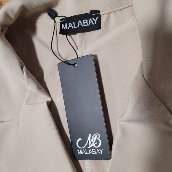 NWT Malabay Marina Block Contrast Blazer Jacket Faux Denim Oversized - Picture 5 of 8